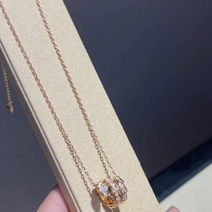 [Baslove]SERPENTI PINK GOLD NECKLACE DOUBLE RING DIAMOND