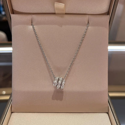 [Baslove]SERPENTI SILVER NECKLACE DOUBLE RING DIAMOND