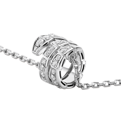 [Baslove]SERPENTI SILVER NECKLACE DOUBLE RING DIAMOND