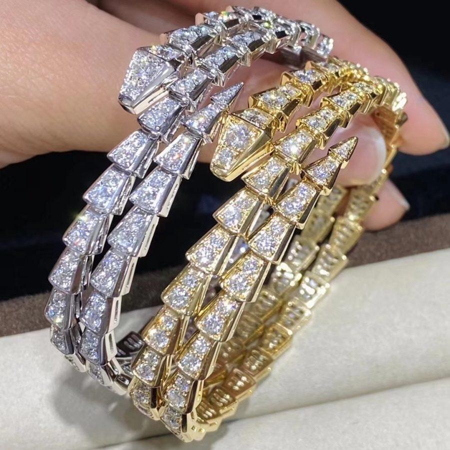 [Baslove]SERPENTI BRACELET GOLD DIAMOND DOUBLE ROW