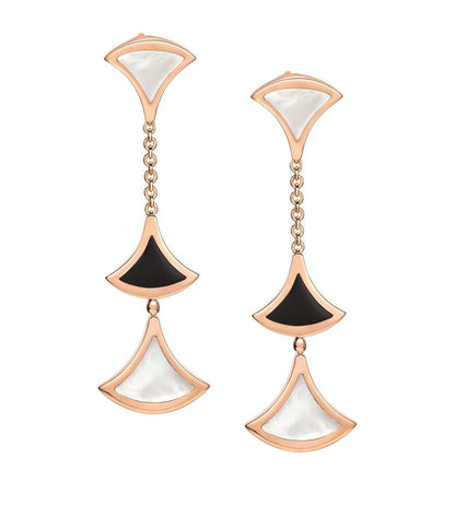 [Baslove]DREAM EARRINGS 3 MOTIFS ONYX MOP PINK GOLD