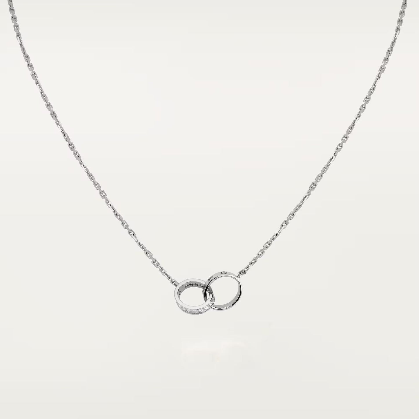 [AURORA]LOVE DOUBLE RING HALF DIAMOND NECKLACE
