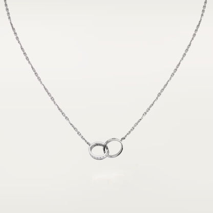 [AURORA]LOVE DOUBLE RING HALF DIAMOND NECKLACE