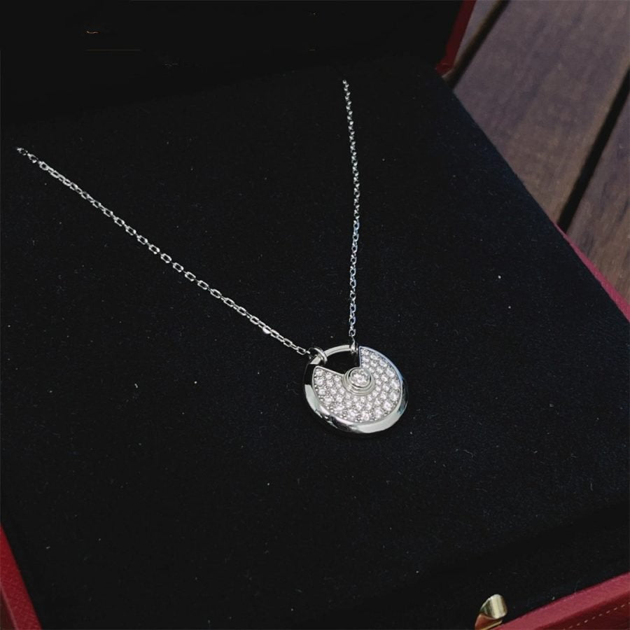 [Baslove]AMULETTE SILVER FULL DIAMOND NECKLACE