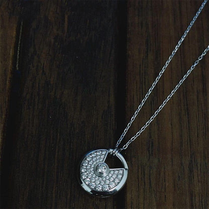 [Baslove]AMULETTE SILVER FULL DIAMOND NECKLACE