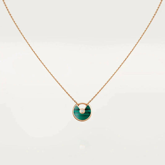 [Baslove]AMULETTE ROSE GOLD MALACHITE NECKLACE