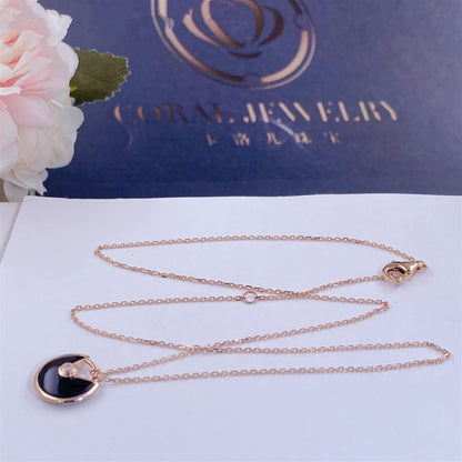 [Baslove]AMULETTE ROSE GOLD ONYX NECKLACE