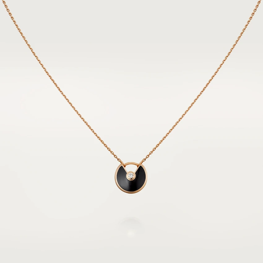 [Baslove]AMULETTE ROSE GOLD ONYX NECKLACE