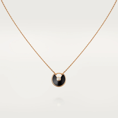 [Baslove]AMULETTE ROSE GOLD ONYX NECKLACE