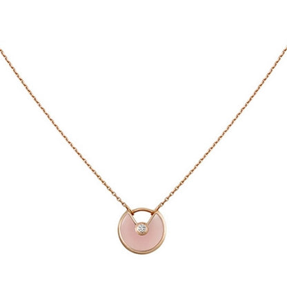 [Baslove]AMULETTE ROSE GOLD PINK MOP NECKLACE