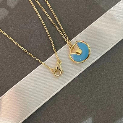 [Baslove]AMULETTE GOLD TURQUOISE NECKLACE