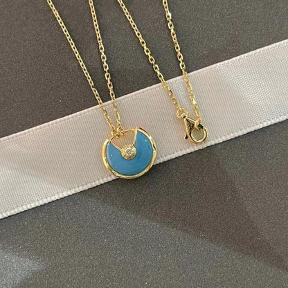 [Baslove]AMULETTE GOLD TURQUOISE NECKLACE