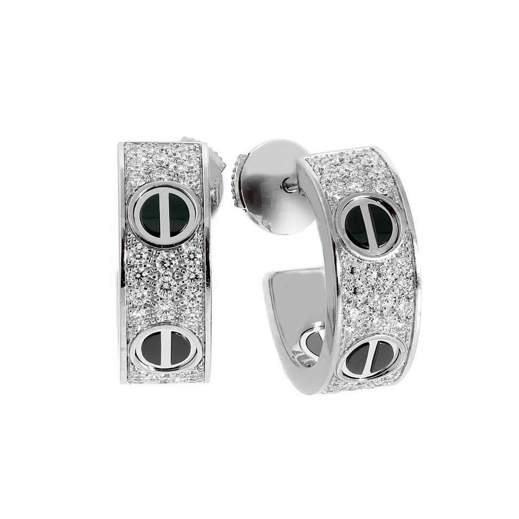 [AURORA]LOVE CERAMIC DIAMOND PAVED SILVER EARRINGS
