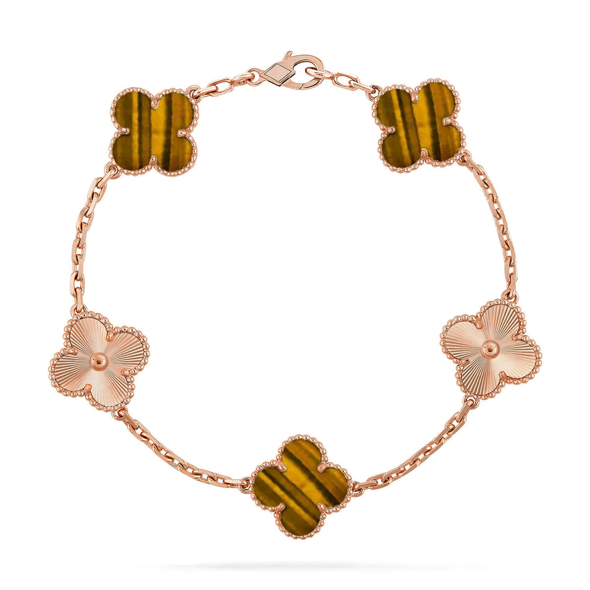 [AURORA]CLOVER 5 MOTIFS TIGER EYE BRACELET COLLECTION