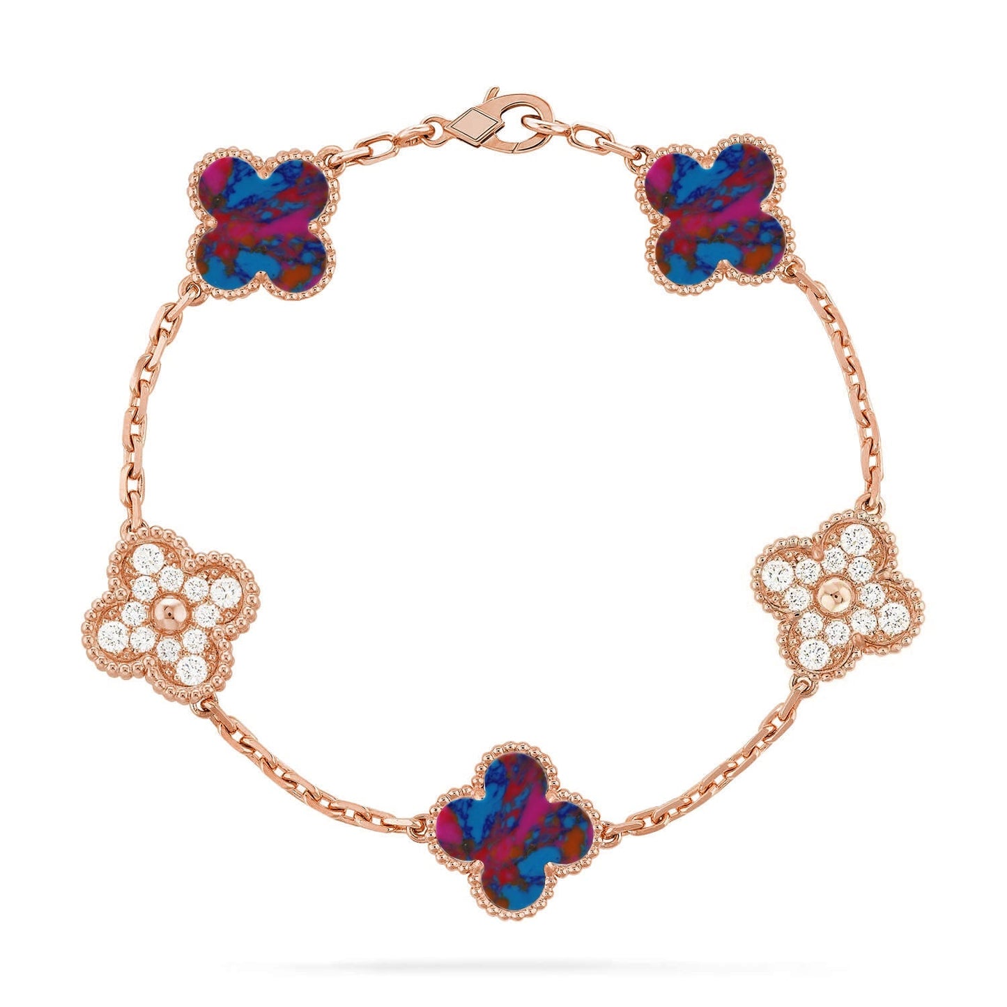 [AURORA]CLOVER 5 MOTIF COLOR GEMSTONES BRACELET COLLECTION