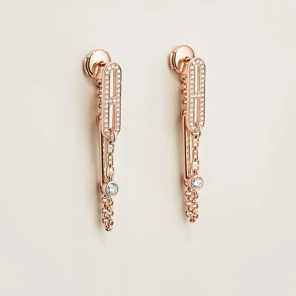 [Baslove]CHAINE CHAOS DIAMOND DROP EARRINGS