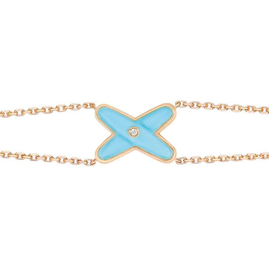 [Baslove]JEUX BRACELET TURQUOISE PINK GOLD 1 DIAMOND