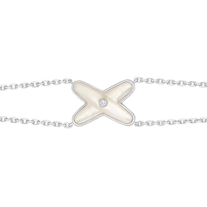 [Baslove]JEUX BRACELET WHITE MOP SILVER 1 DIAMOND