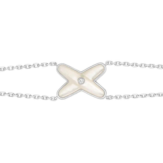 [Baslove]JEUX BRACELET WHITE MOP SILVER 1 DIAMOND