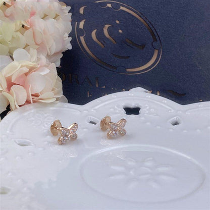 [Baslove]JEUX DE PINK GOLD DIAMOND EARRINGS