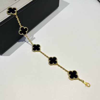 [Baslove]CLOVER  5 MOTIFS BLACK ONYX BRACELET