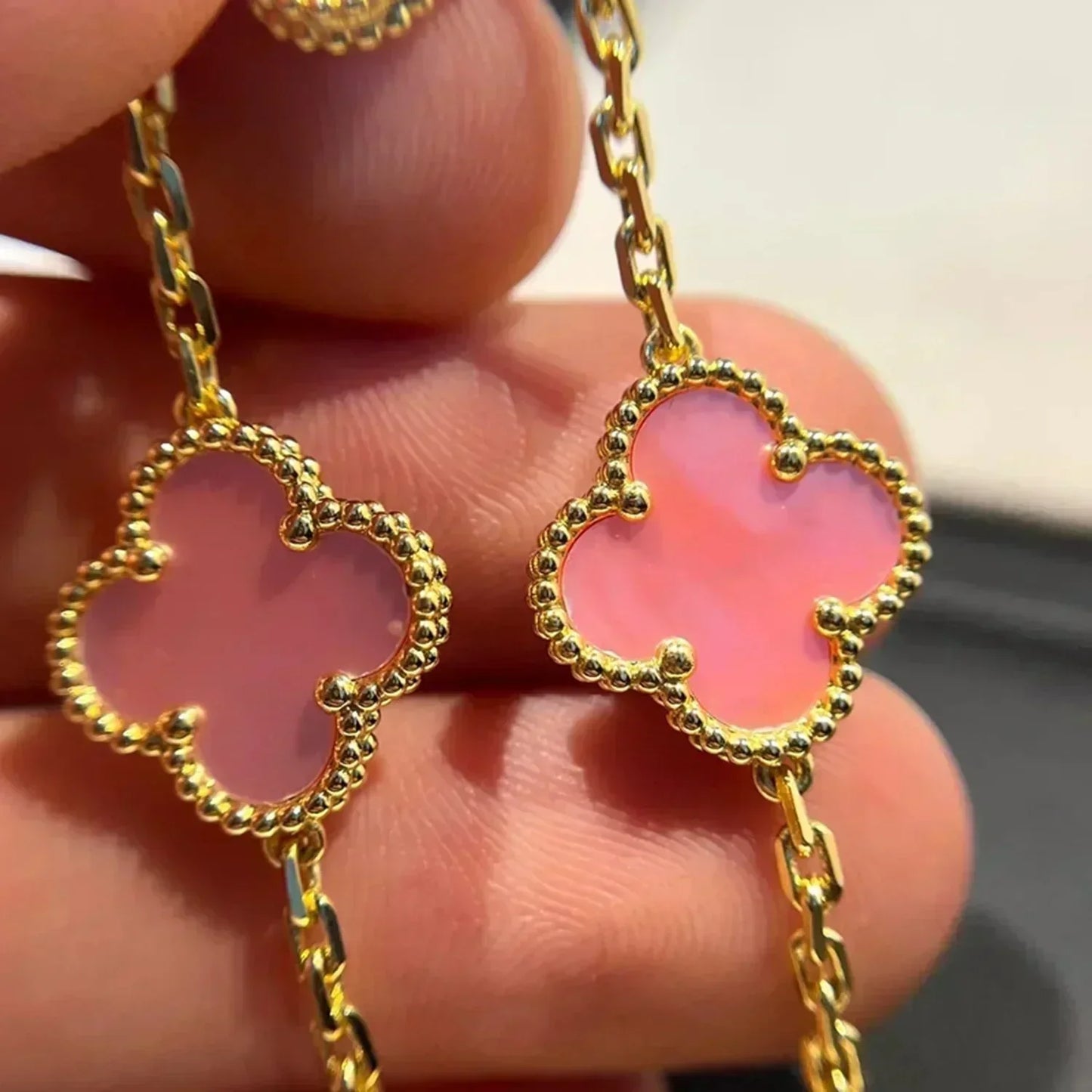 [Baslove]CLOVER 5 PINK MOP BRACELET