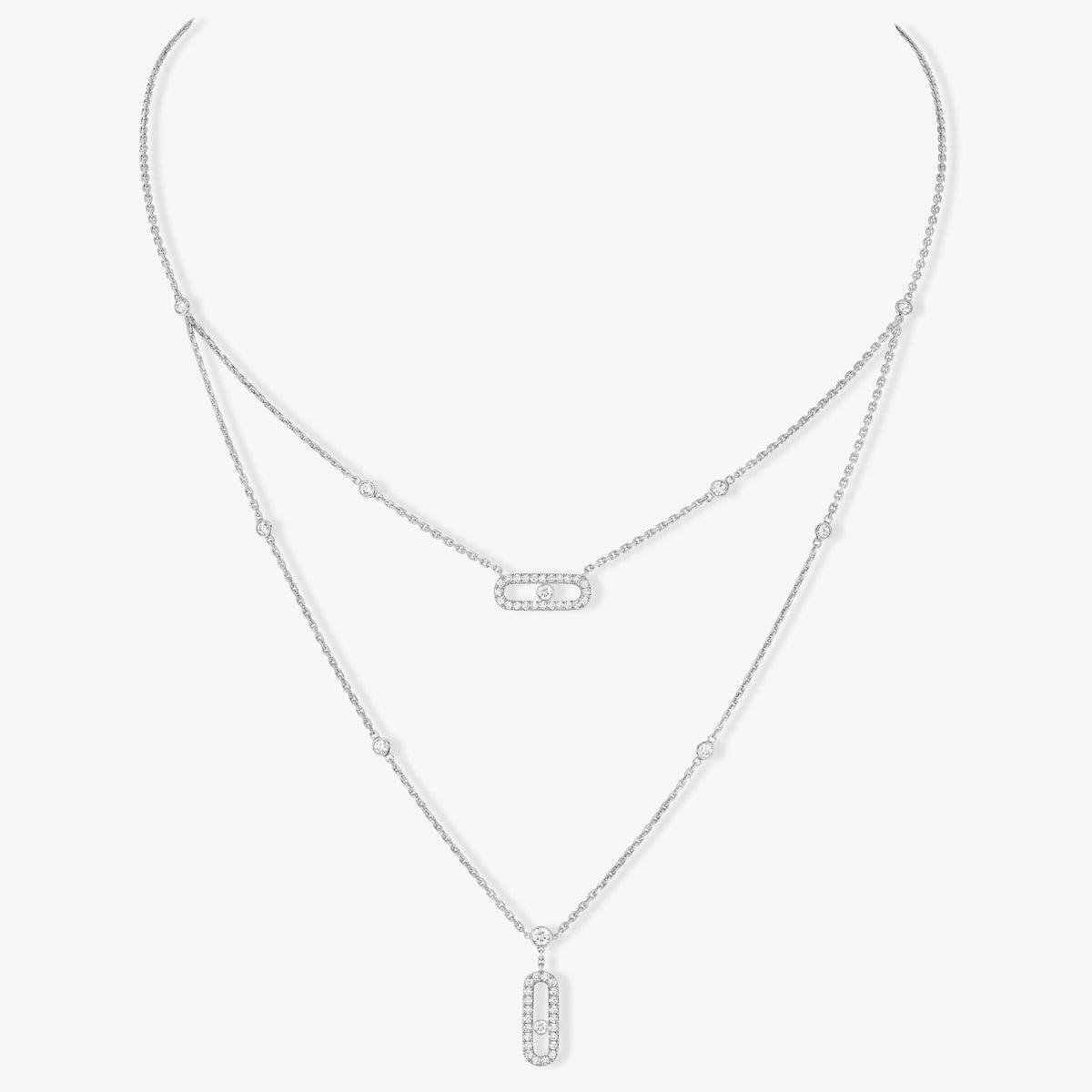 [AURORA]MOVE 2 ROW DIAMOND NECKLACE