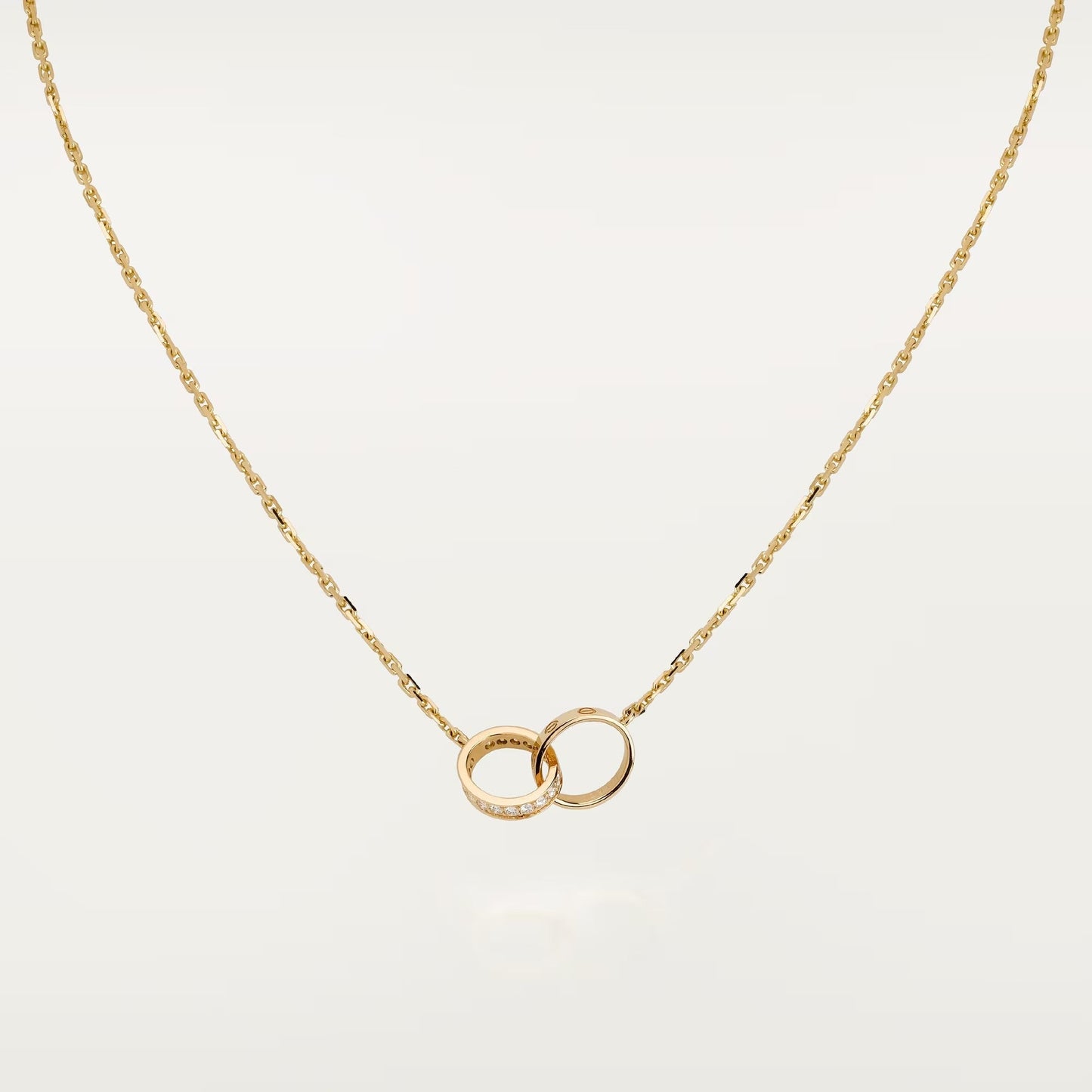 [AURORA]LOVE DOUBLE RING HALF DIAMOND NECKLACE
