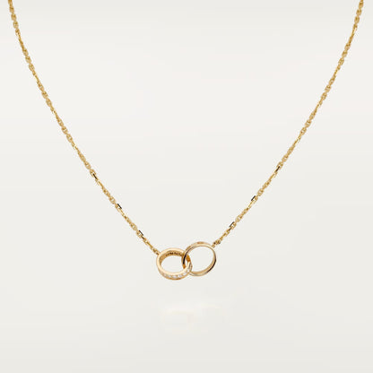 [AURORA]LOVE DOUBLE RING HALF DIAMOND NECKLACE