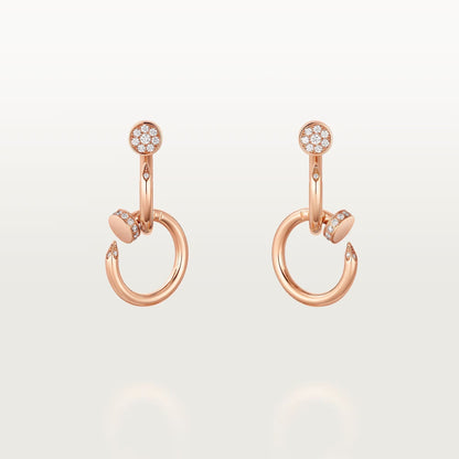 [AURORA]JUSTE HALF DIAMOND DOUBLE EARRINGS