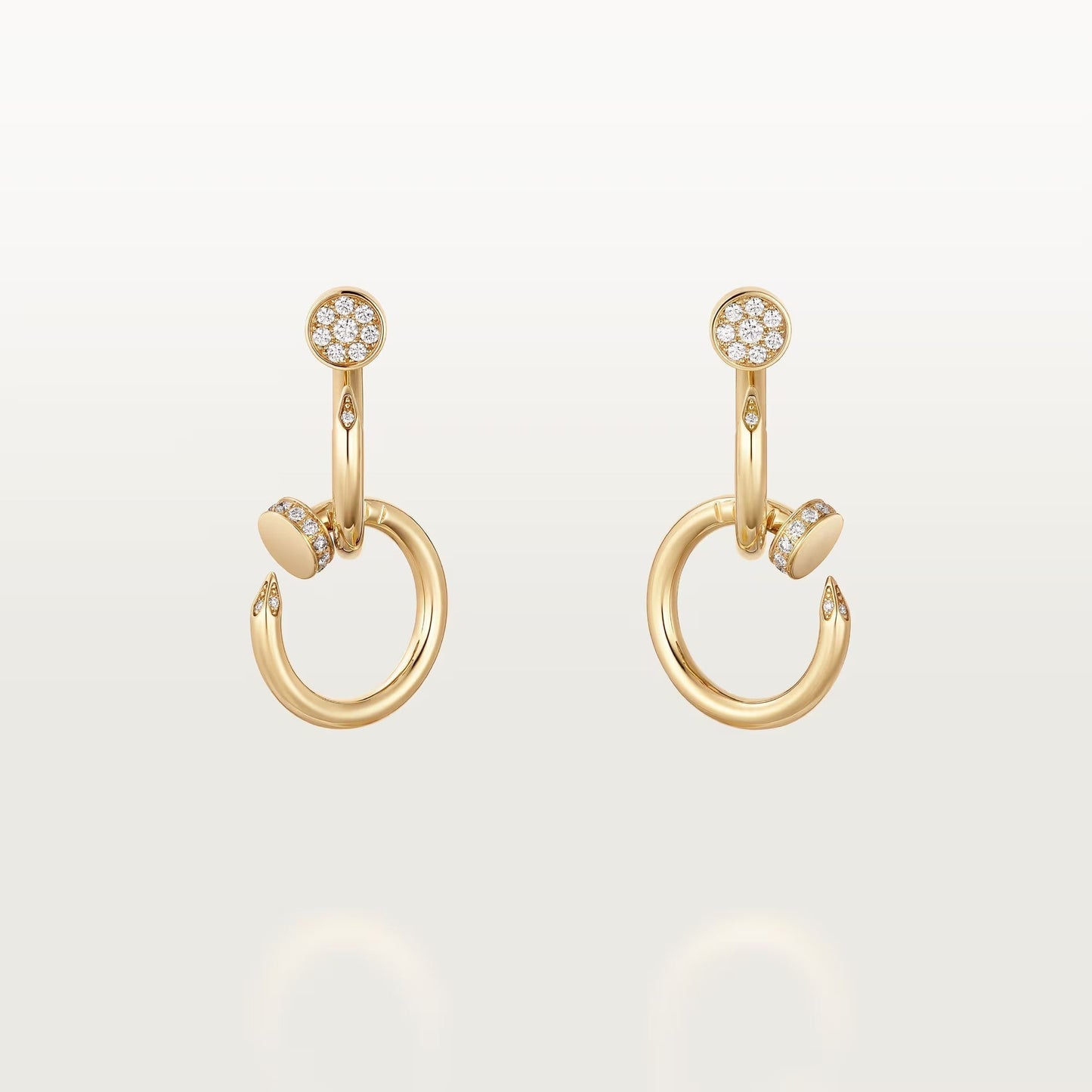 [AURORA]JUSTE HALF DIAMOND DOUBLE EARRINGS