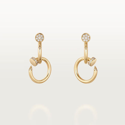 [AURORA]JUSTE HALF DIAMOND DOUBLE EARRINGS