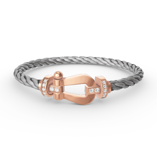 [Baslove]FORCE LARGE HORSESHOE HALF DIAMOND BRACELET ROSE GOLD