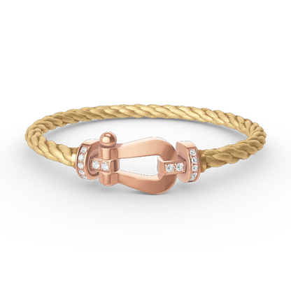 [Baslove]FORCE LARGE HORSESHOE HALF DIAMOND BRACELET ROSE GOLD