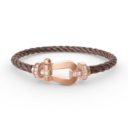 [Baslove]FORCE LARGE HORSESHOE HALF DIAMOND BRACELET ROSE GOLD