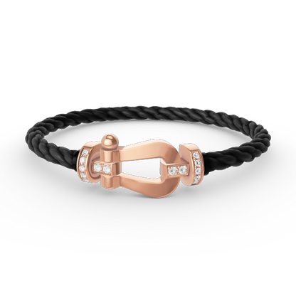 [Baslove]FORCE LARGE HORSESHOE HALF DIAMOND BRACELET ROSE GOLD