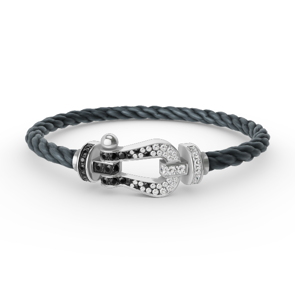 [Baslove]FORCE LARGE HORSESHOE BLACK WHITE DIAMOND BRACELET SILVER