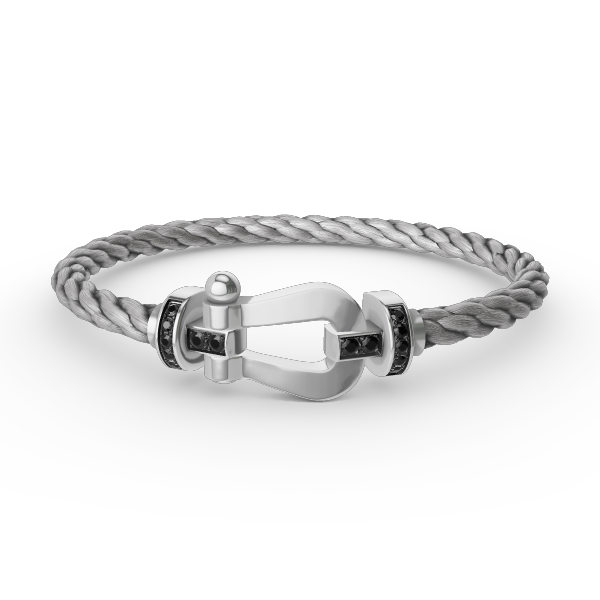 [Baslove]FORCE LARGE HORSESHOE BLACK DIAMOND BRACELET SILVER