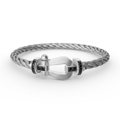 [Baslove]FORCE LARGE HORSESHOE BLACK DIAMOND BRACELET SILVER