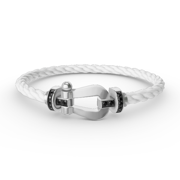 [Baslove]FORCE LARGE HORSESHOE BLACK DIAMOND BRACELET SILVER