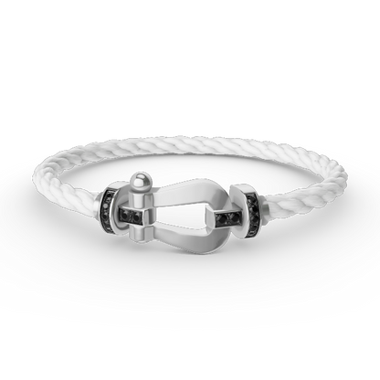 [Baslove]FORCE LARGE HORSESHOE BLACK DIAMOND BRACELET SILVER