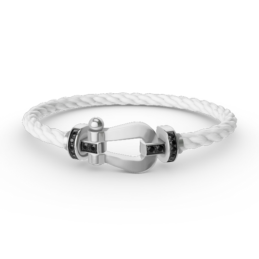 [Baslove]FORCE LARGE HORSESHOE BLACK DIAMOND BRACELET SILVER