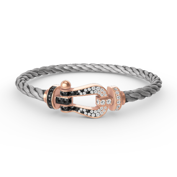 [Baslove]FORCE LARGE HORSESHOE BLACK WHITE DIAMOND BRACELET ROSE GOLD