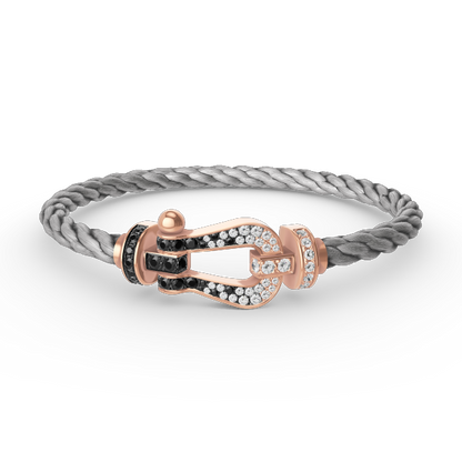 [Baslove]FORCE LARGE HORSESHOE BLACK WHITE DIAMOND BRACELET ROSE GOLD