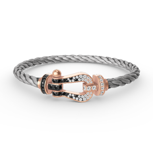 [Baslove]FORCE LARGE HORSESHOE BLACK WHITE DIAMOND BRACELET ROSE GOLD