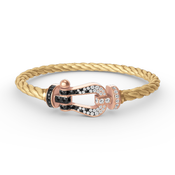 [Baslove]FORCE LARGE HORSESHOE BLACK WHITE DIAMOND BRACELET ROSE GOLD