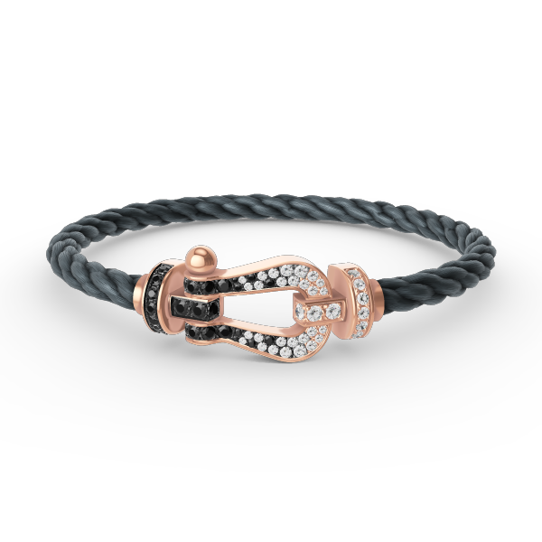 [Baslove]FORCE LARGE HORSESHOE BLACK WHITE DIAMOND BRACELET ROSE GOLD