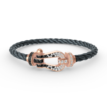 [Baslove]FORCE LARGE HORSESHOE BLACK WHITE DIAMOND BRACELET ROSE GOLD