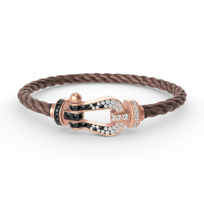 [Baslove]FORCE LARGE HORSESHOE BLACK WHITE DIAMOND BRACELET ROSE GOLD