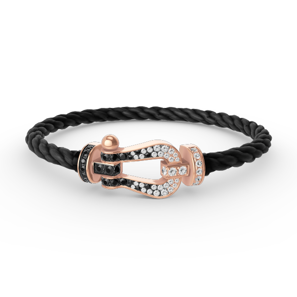 [Baslove]FORCE LARGE HORSESHOE BLACK WHITE DIAMOND BRACELET ROSE GOLD